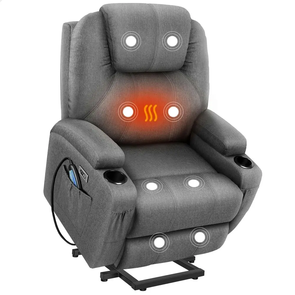 Alfordson Electric Recliner Chair Lift Assit Heated Massage Lounge Sofa Fabric