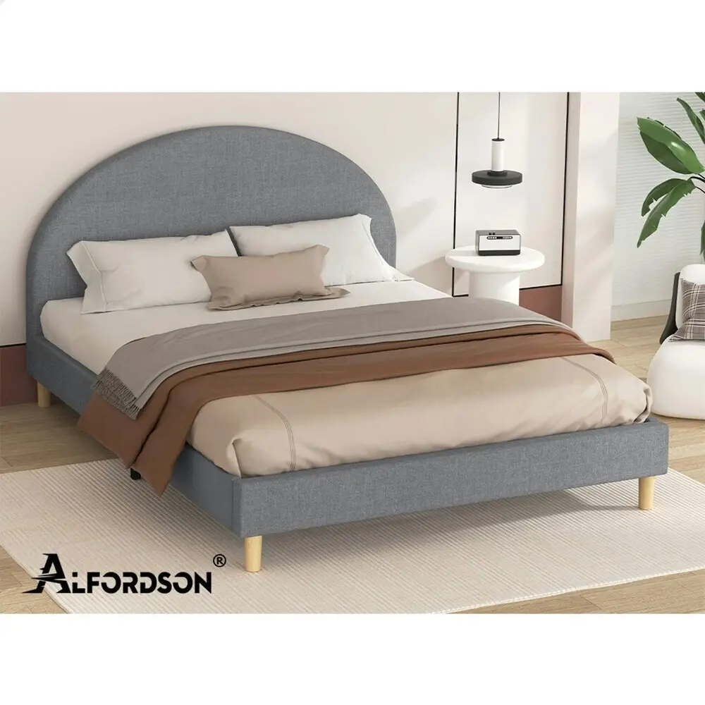 Alfordson Bed Frame Double Size Mattress Base Platform Grey Fabric CALLA