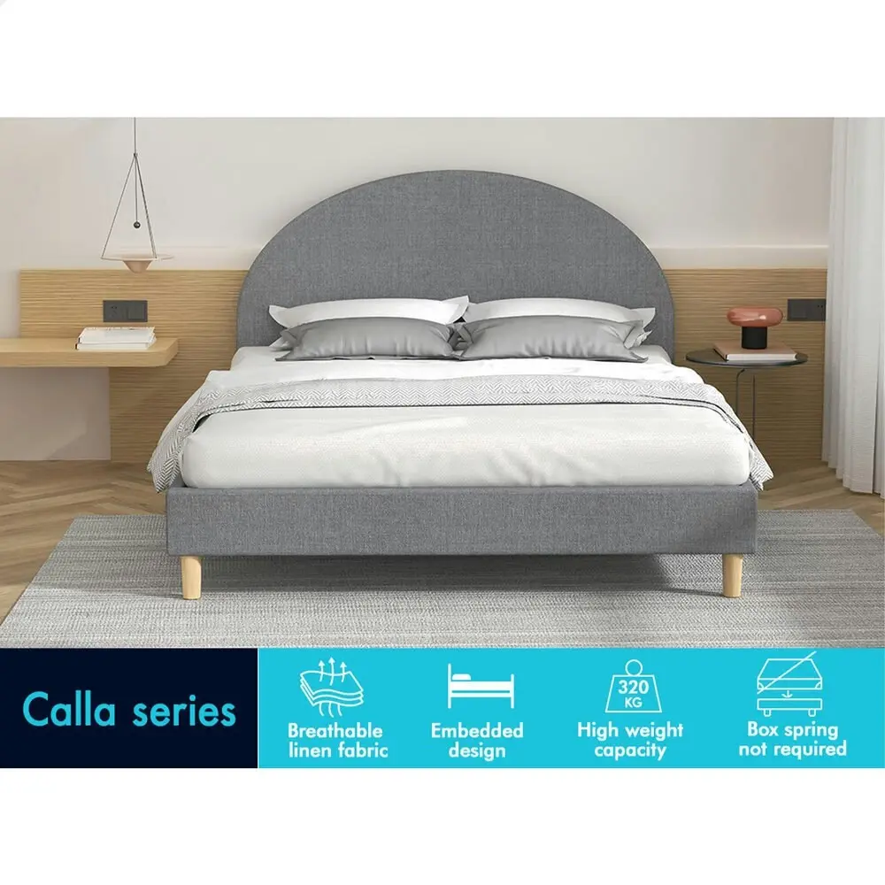 Alfordson Bed Frame Double Size Mattress Base Platform Grey Fabric CALLA