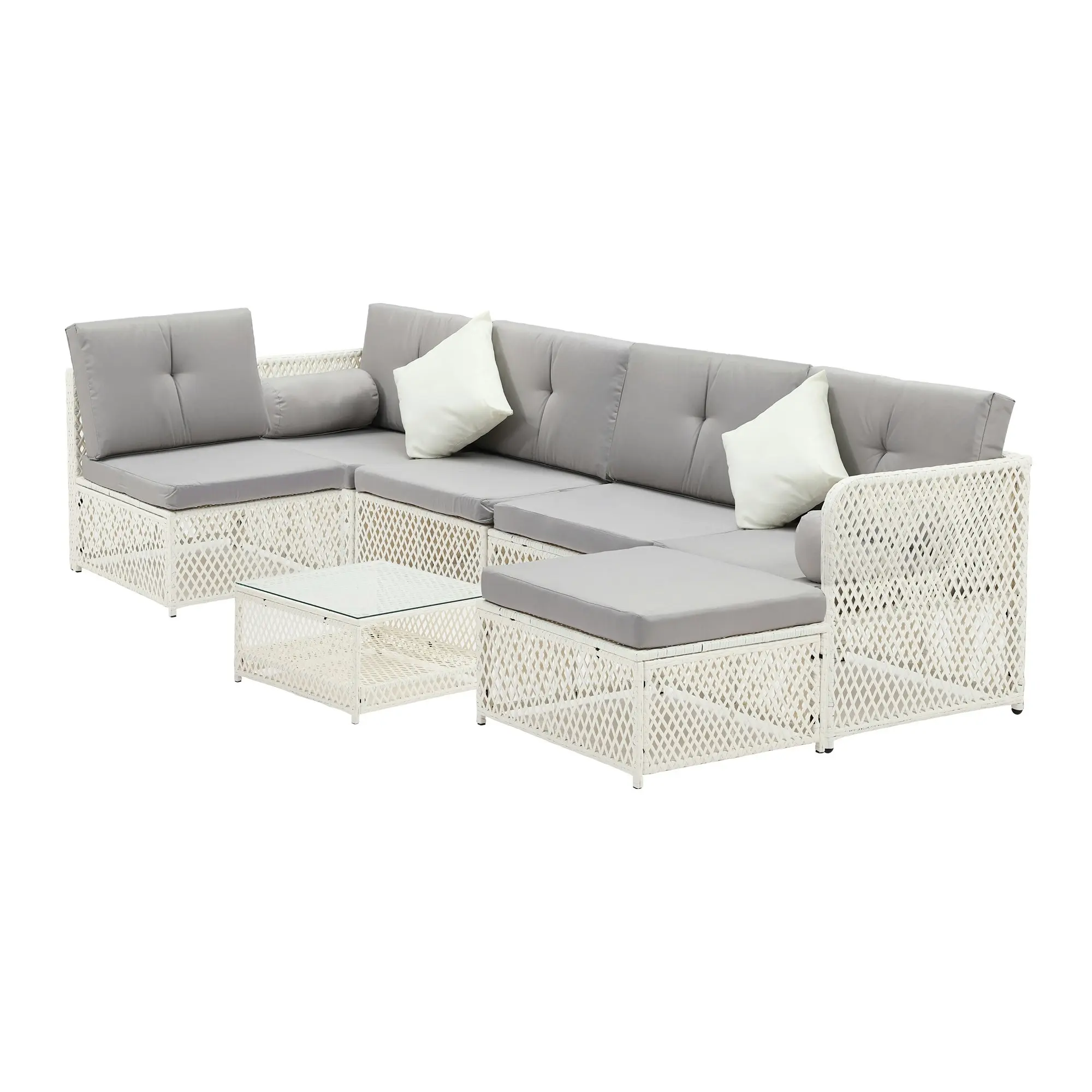 Livsip Outdoor Furniture Sofa Set 7-Piece Wicker Lounge Setting Table Chairs