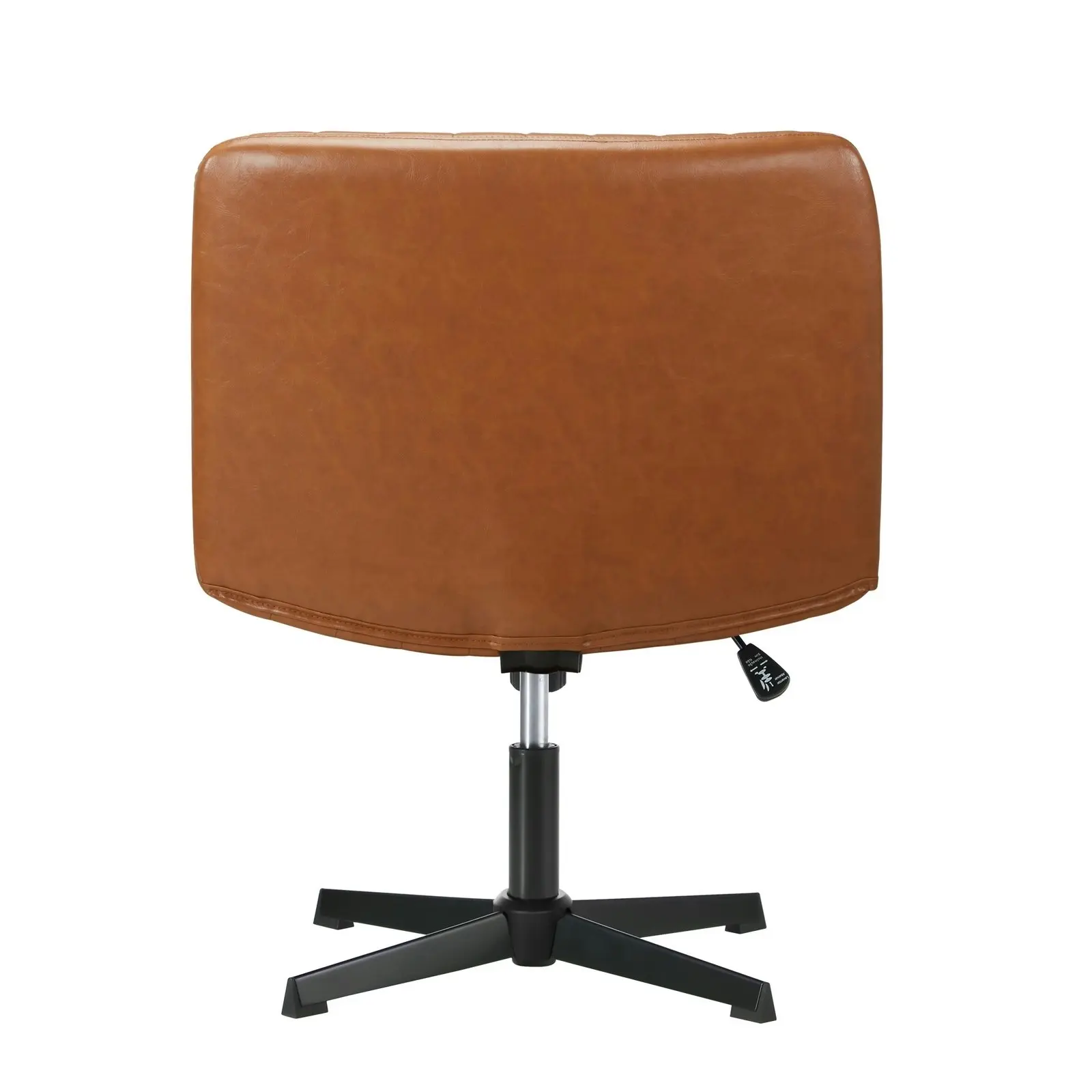 Oikiture Mid Back Armless Office Desk Chair Wide Seat Leather Brown No Wheels