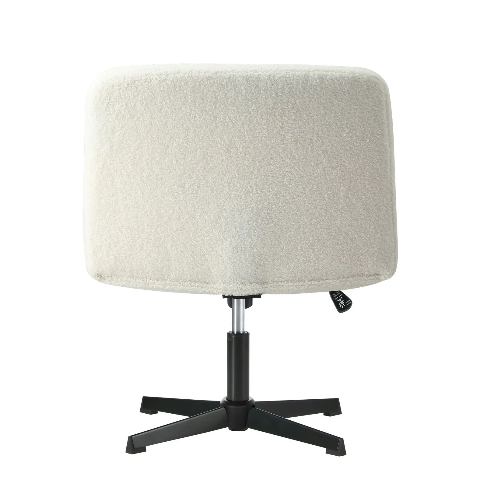 Oikiture Mid Back Armless Office Desk Chair Wide Seat Boucle White No Wheels