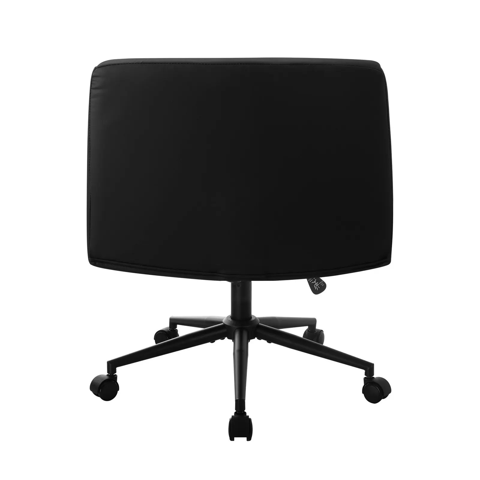 Oikiture Mid Back Armless Office Desk Chair Wide Seat PU Leather Black w/Wheels