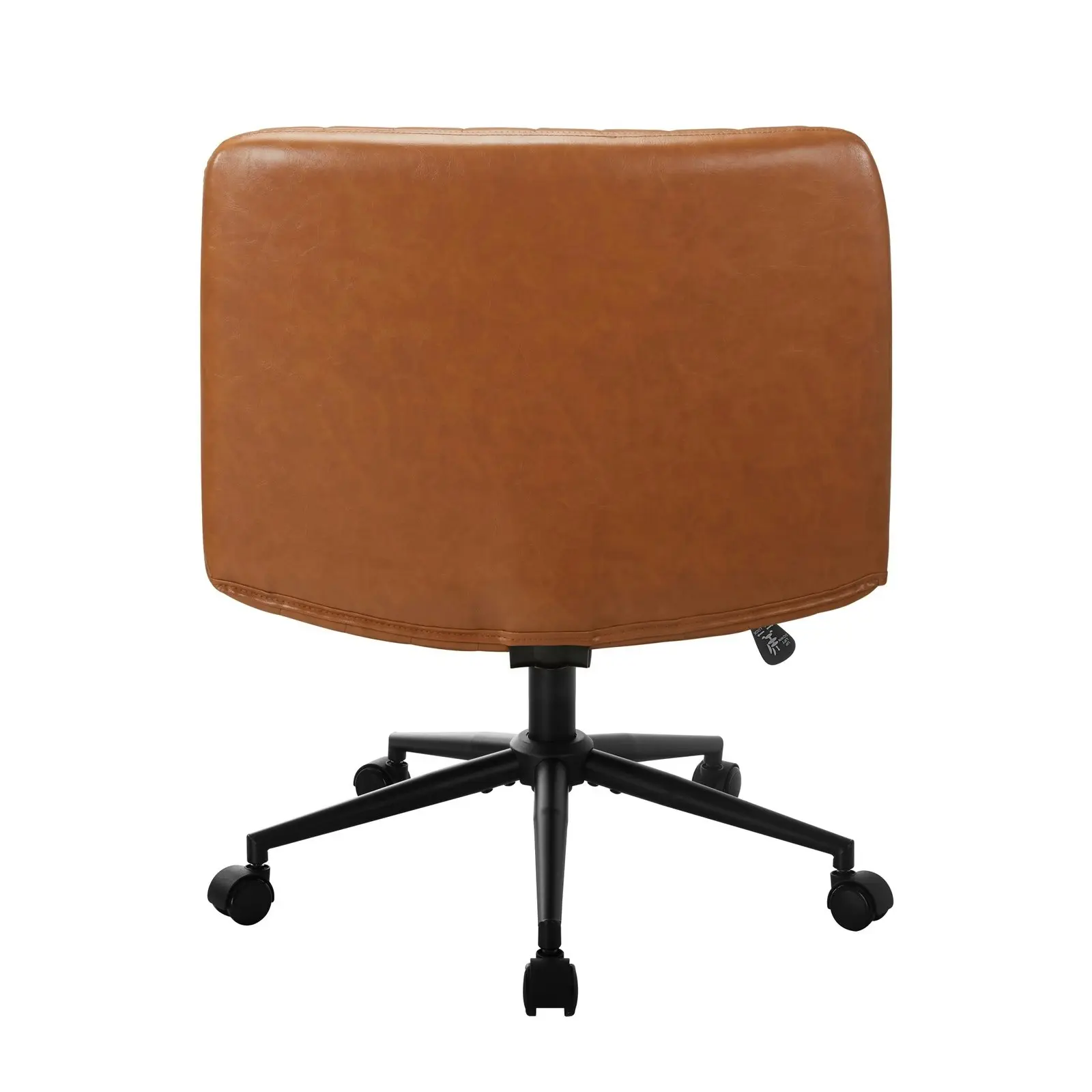 Oikiture Mid Back Armless Office Desk Chair Wide Seat PU Leather Brown w/Wheels