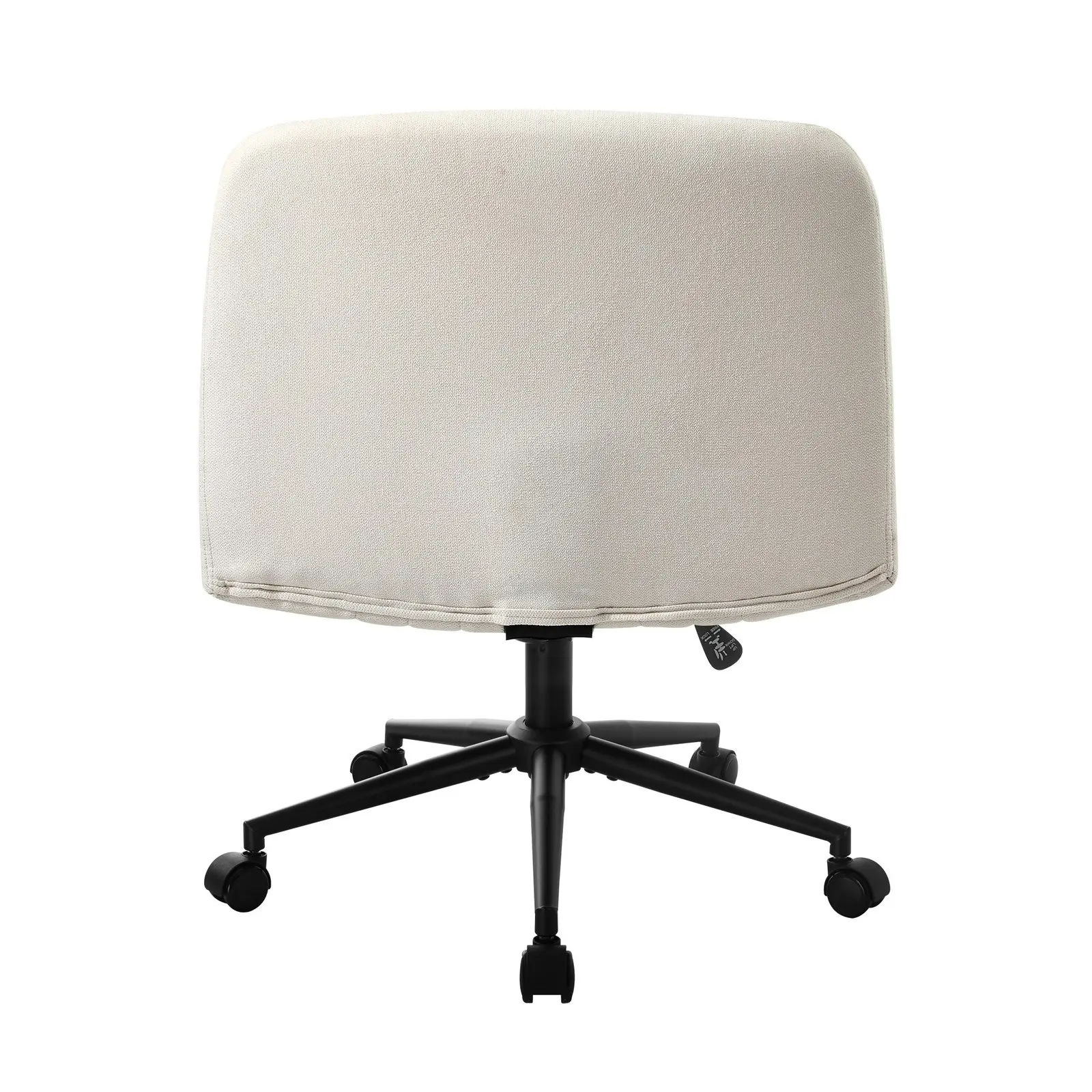 Oikiture Mid Back Armless Office Desk Chair Wide Seat Linen with Wheels Beige