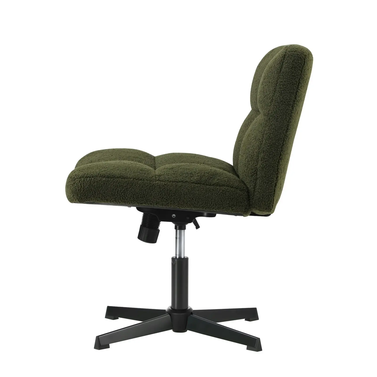 Oikiture Mid Back Armless Office Desk Chair Wide Seat No Wheels Boucle Green