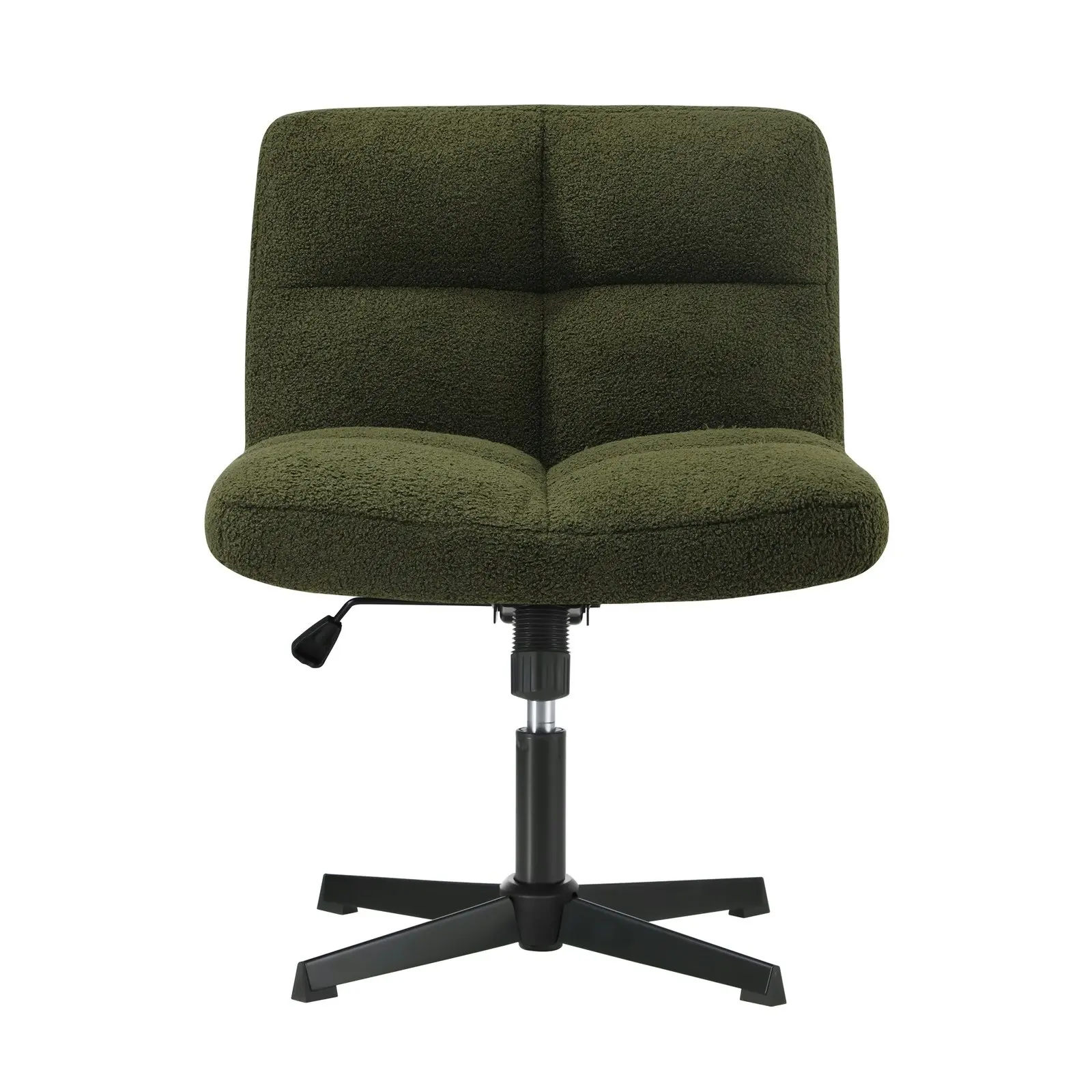 Oikiture Mid Back Armless Office Desk Chair Wide Seat No Wheels Boucle Green