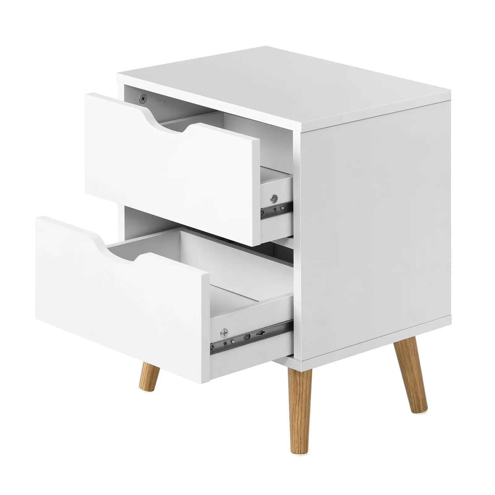 Oikiture Bedside Tables Set of 2 Side Table Nightstand Storage Cabinet White