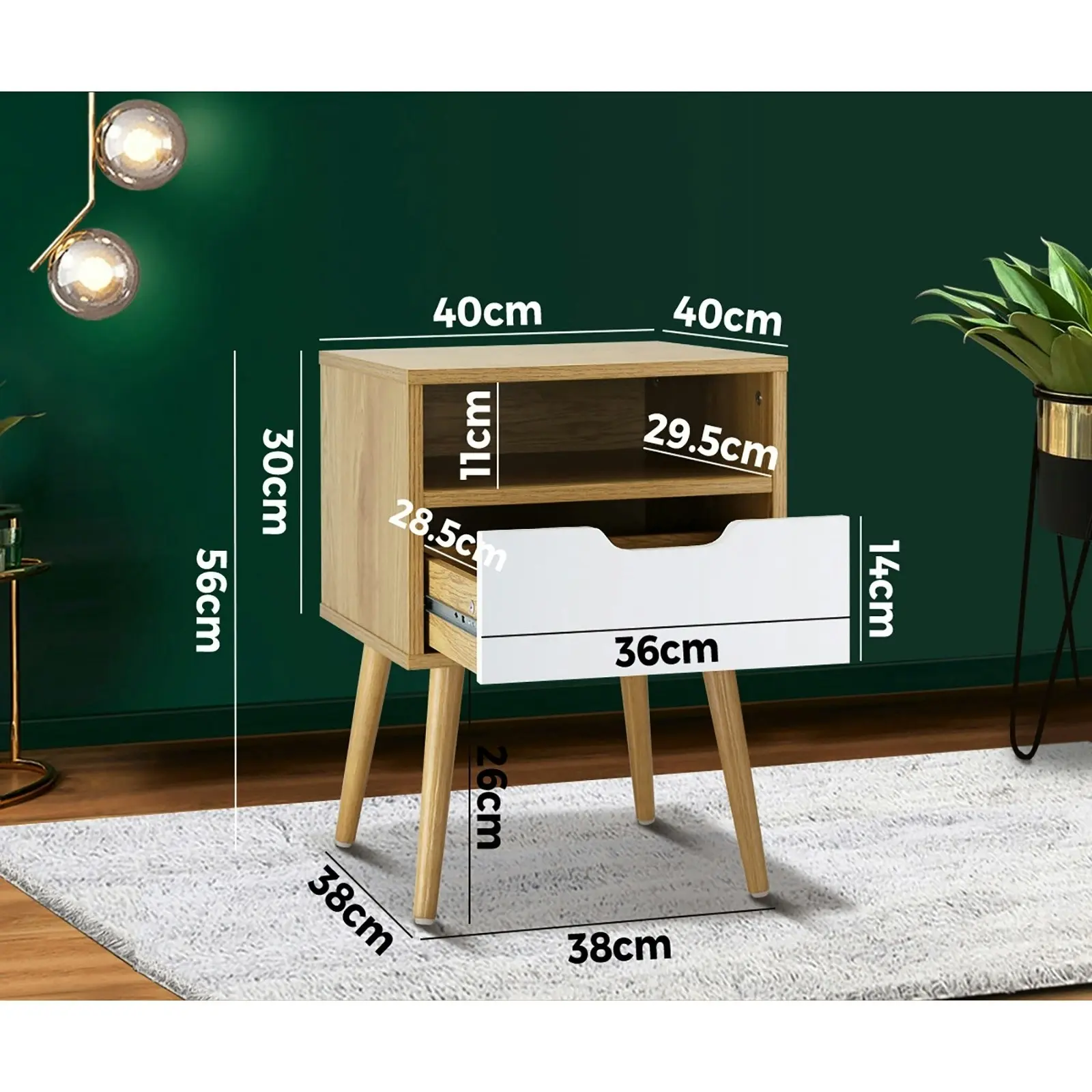 Oikiture Bedside Tables Set of 2 Side Table Nightstand Trendy Furniture Cabinet