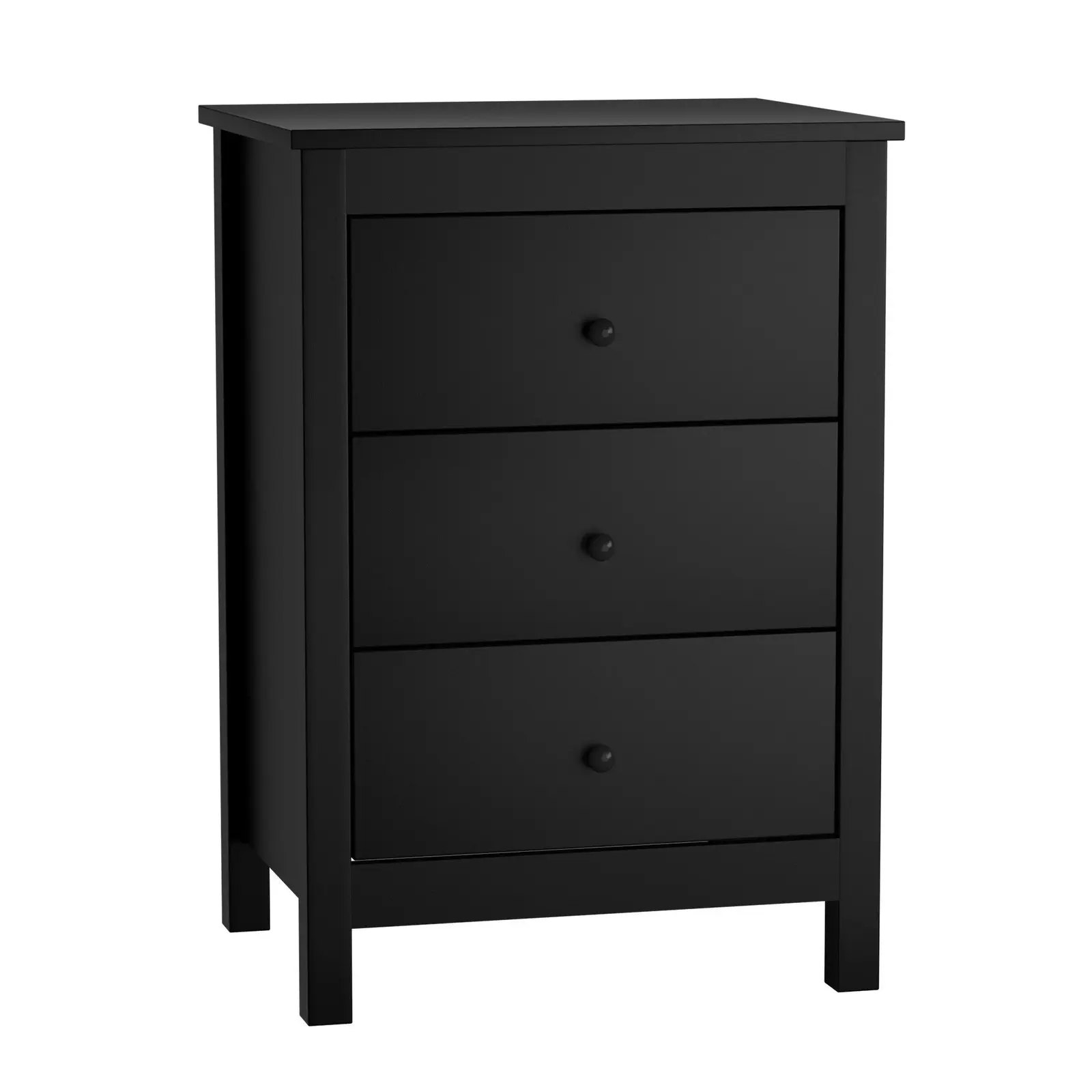 Oikiture Bedside Tables Set of 2 Nightstands Storage Cabinet 3 Drawers Black