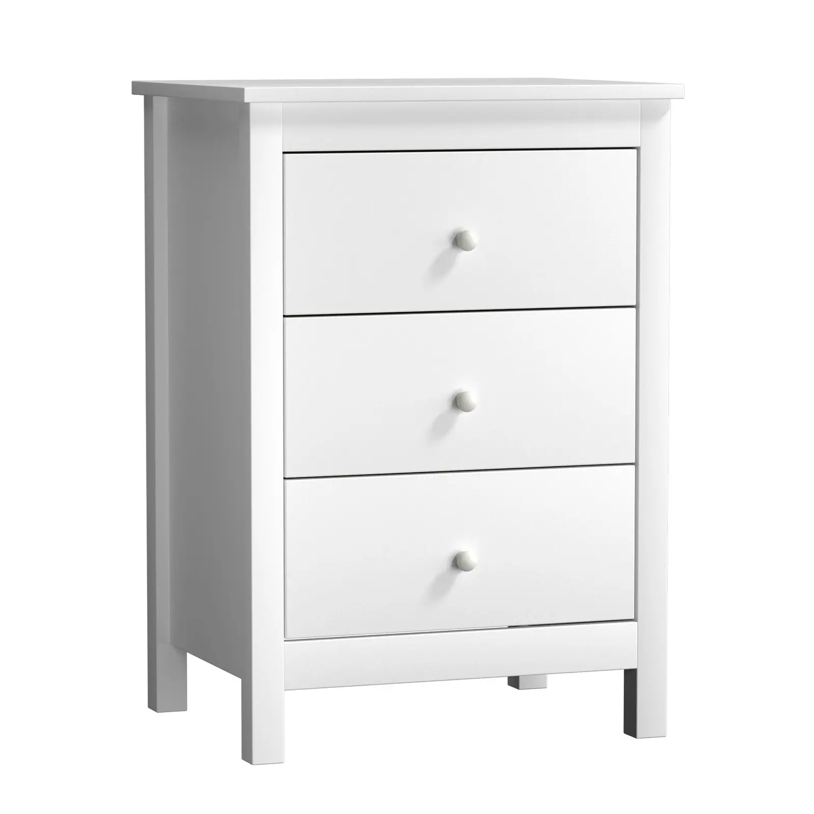 Oikiture Bedside Tables Set of 2 Nightstands Storage Cabinet 3 Drawers White