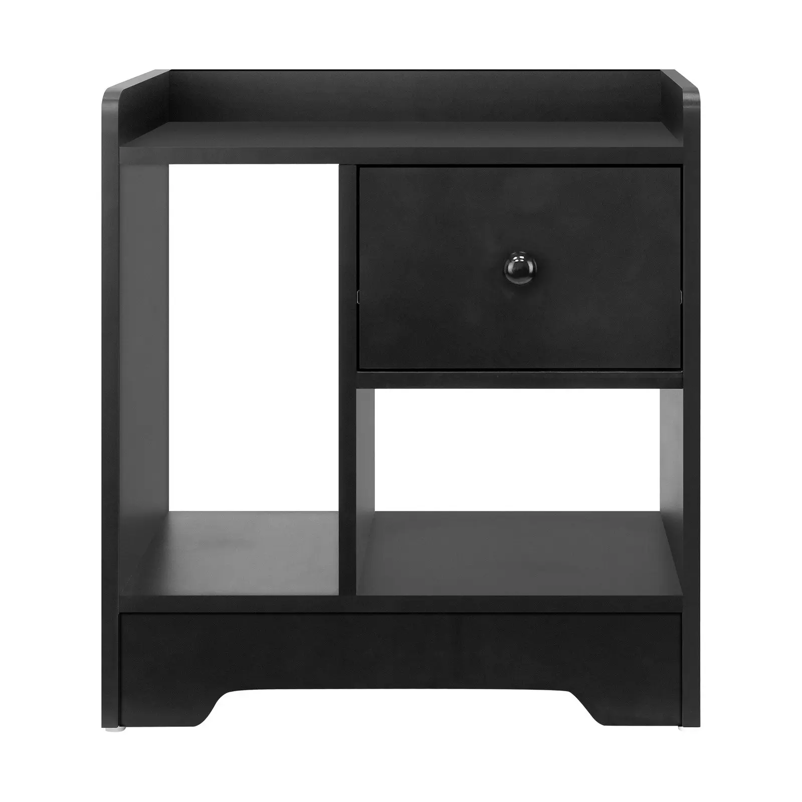 Oikiture Bedside Tables Set of 2 Side Table Nightstand Storage Shelf Black