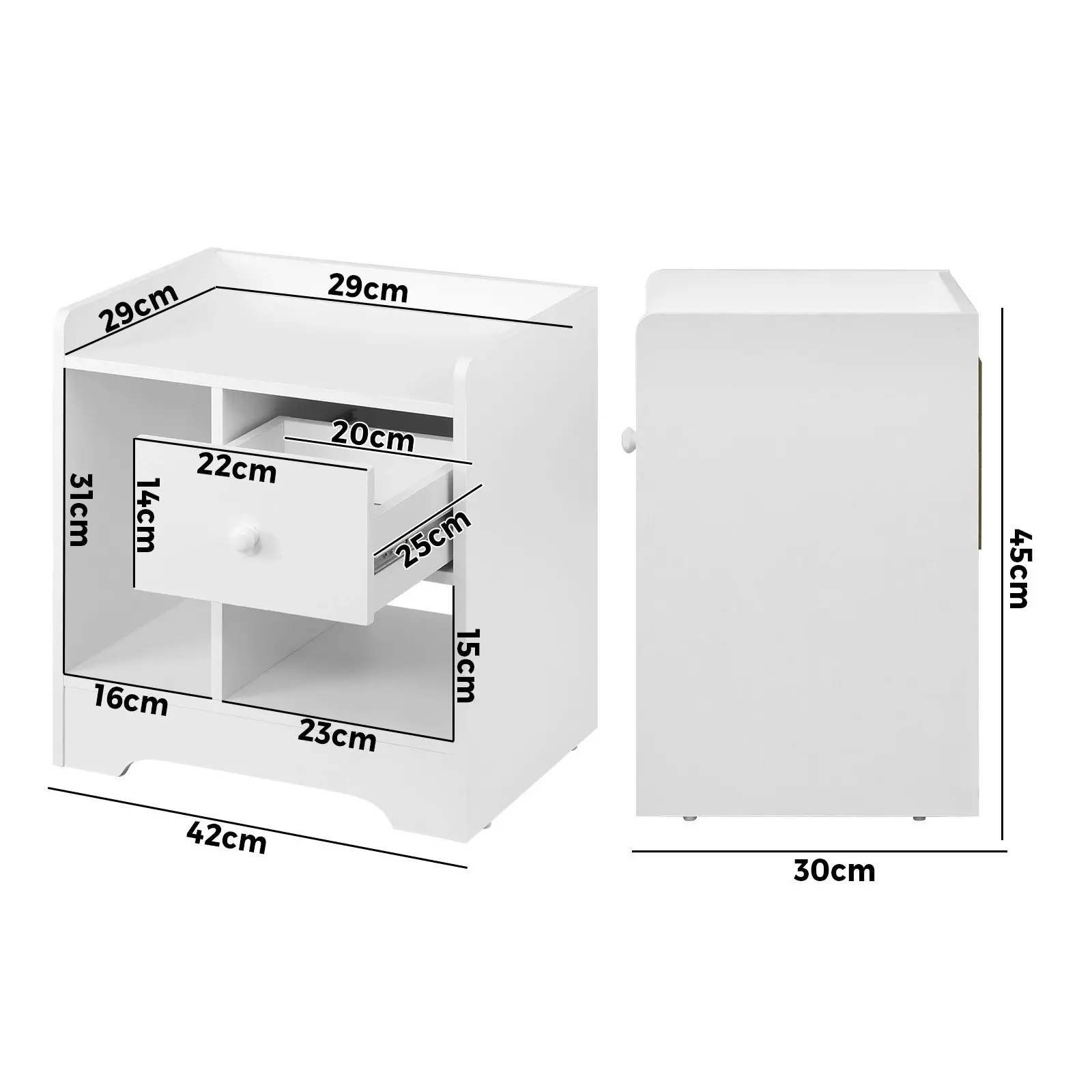 Oikiture Bedside Tables Set of 2 Side Table Nightstand Storage Shelf White