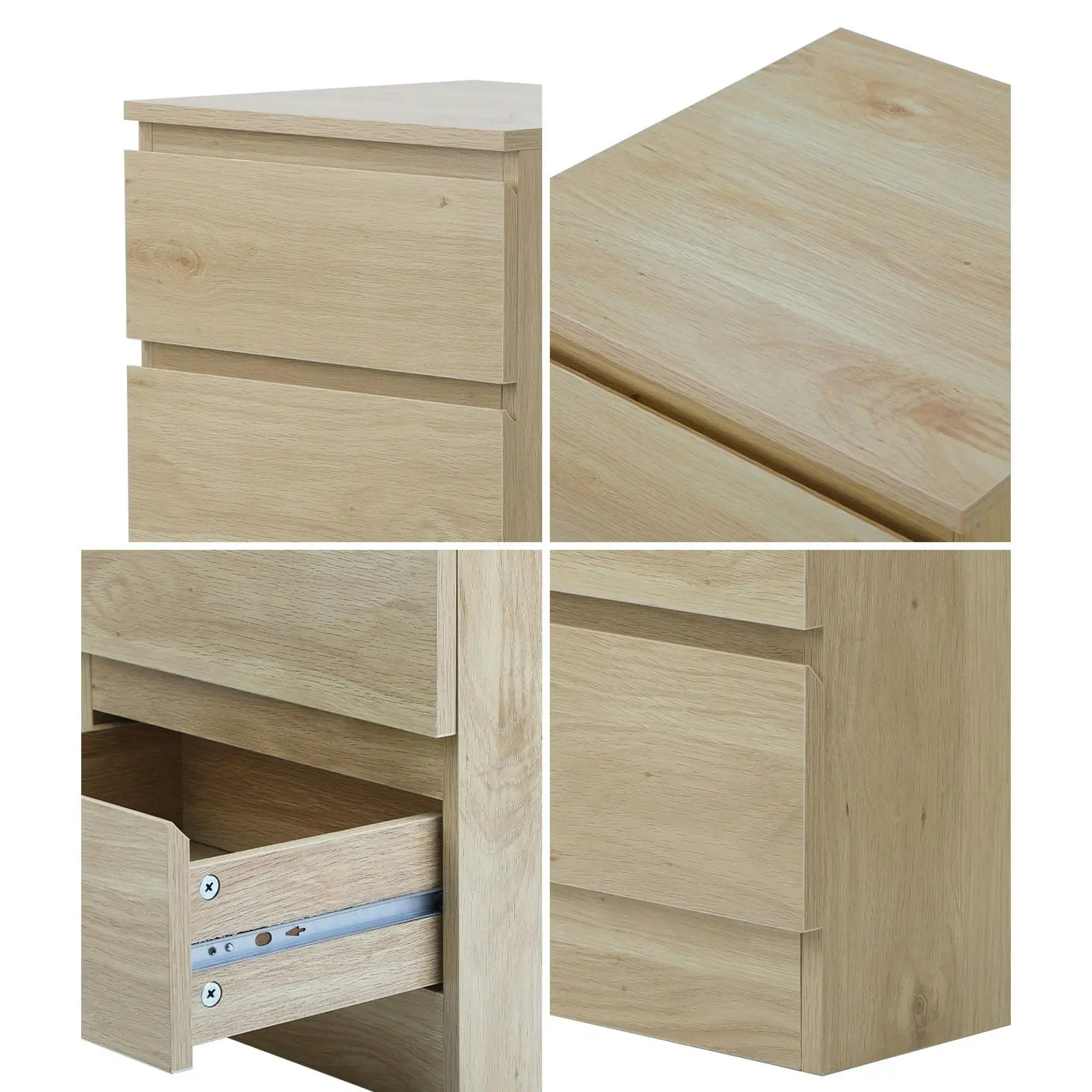 Oikiture Bedside Tables Set of 2 Side Table Storage Cabinet Nightstand Natural