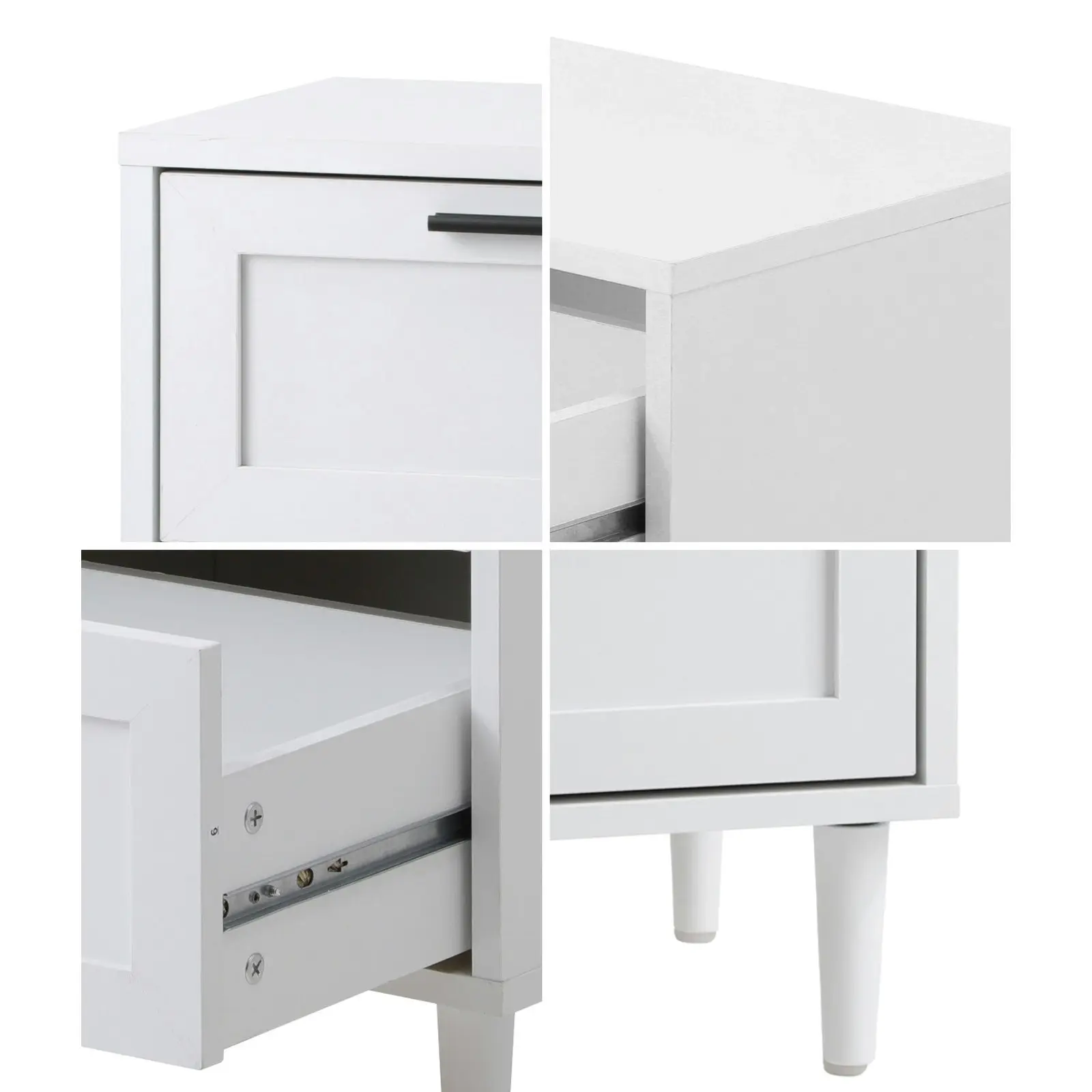 Oikiture Bedside Tables Set of 2 Nightstand Side End Table Bedroom Storage White