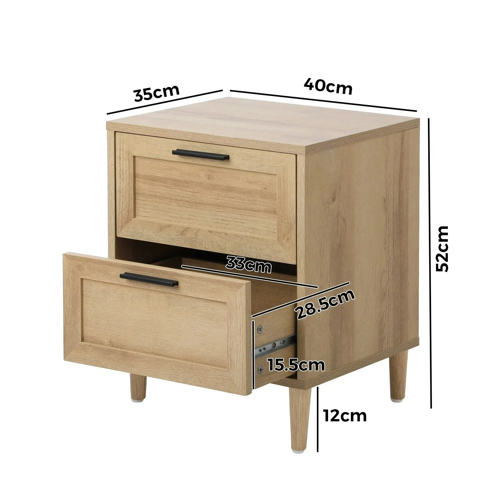 Oikiture Bedside Tables Set of 2 Nightstand Side End Table Bedroom Storage Wood