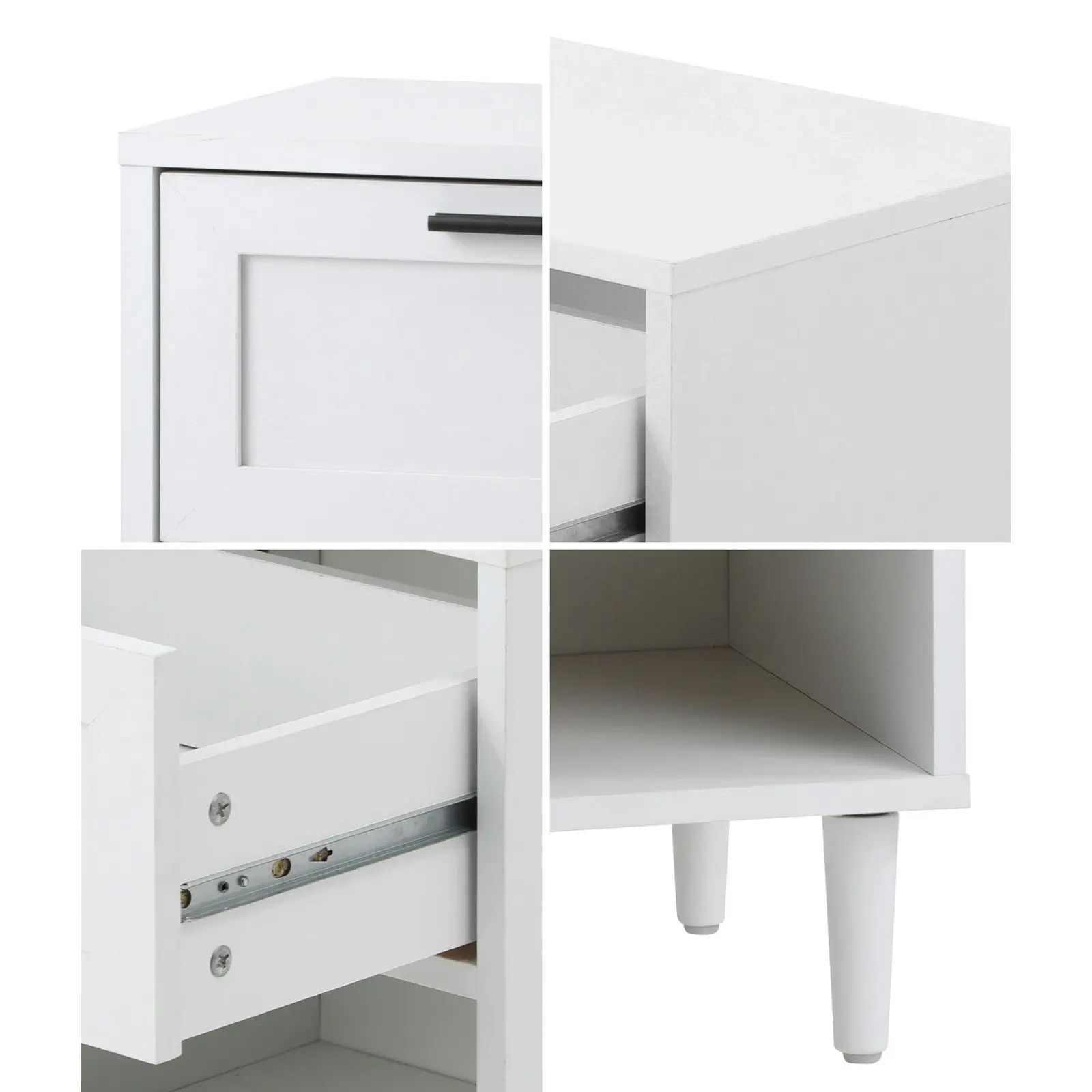 Oikiture Bedside Tables Set of 2 Nightstand Side End Table Storage Cabinet White