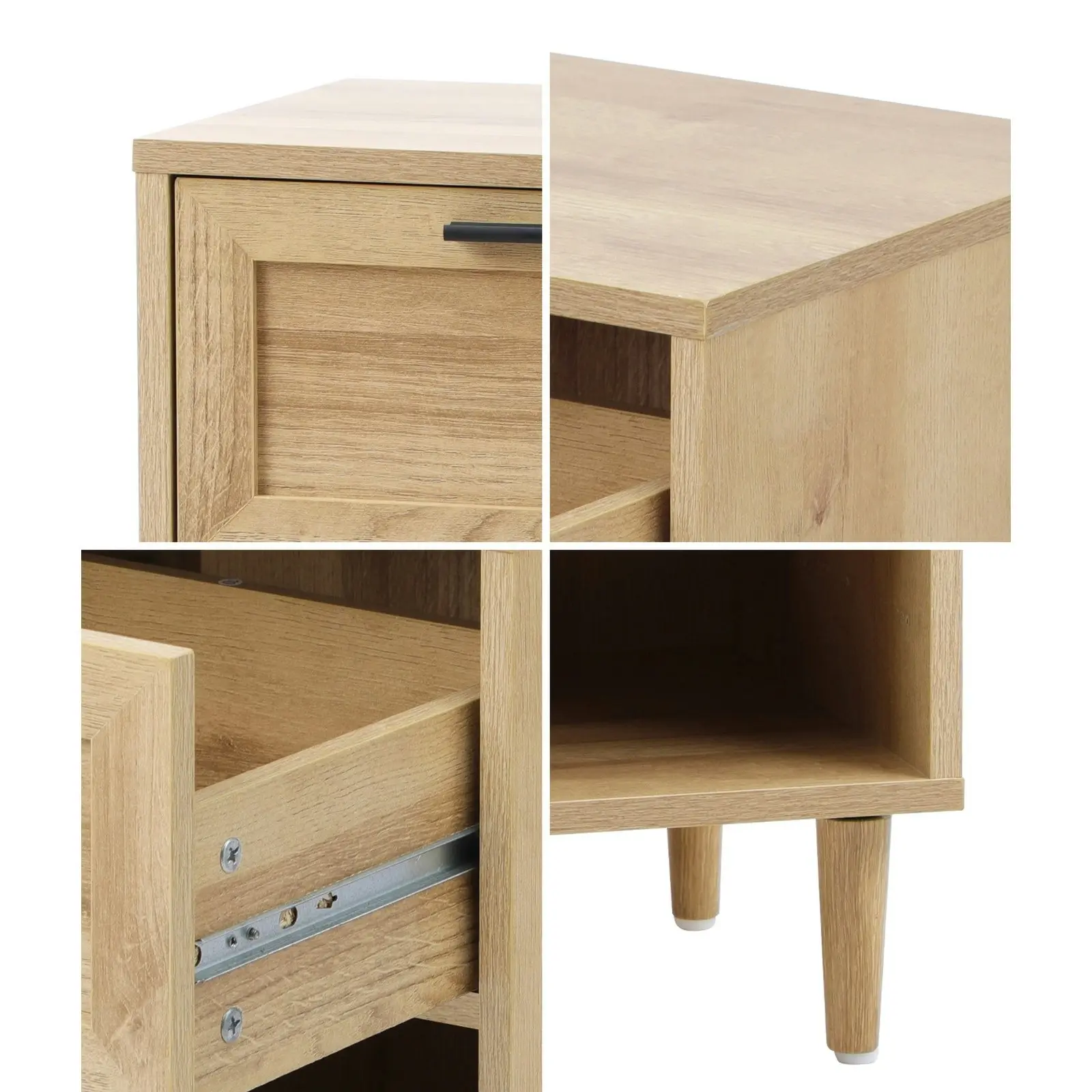 Oikiture Bedside Tables Set of 2 Nightstand Side Table Storage Cabinet Natural