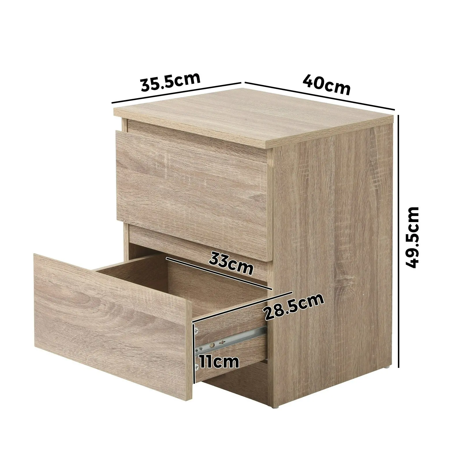 Oikiture Bedside Tables Set of 2 Nightstand Side End Table Storage Cabinet Wood