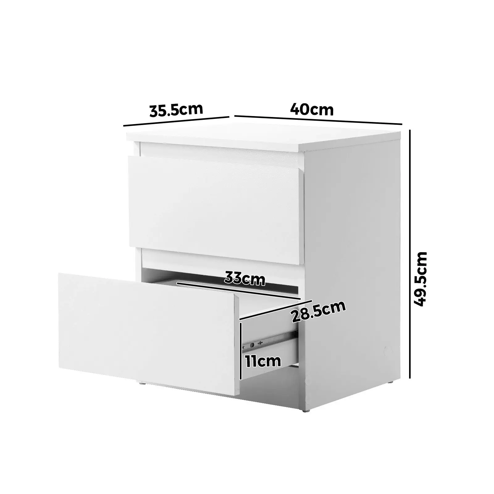 Oikiture Bedside Tables Set of 2 Nightstand Side Table Storage Cabinet White