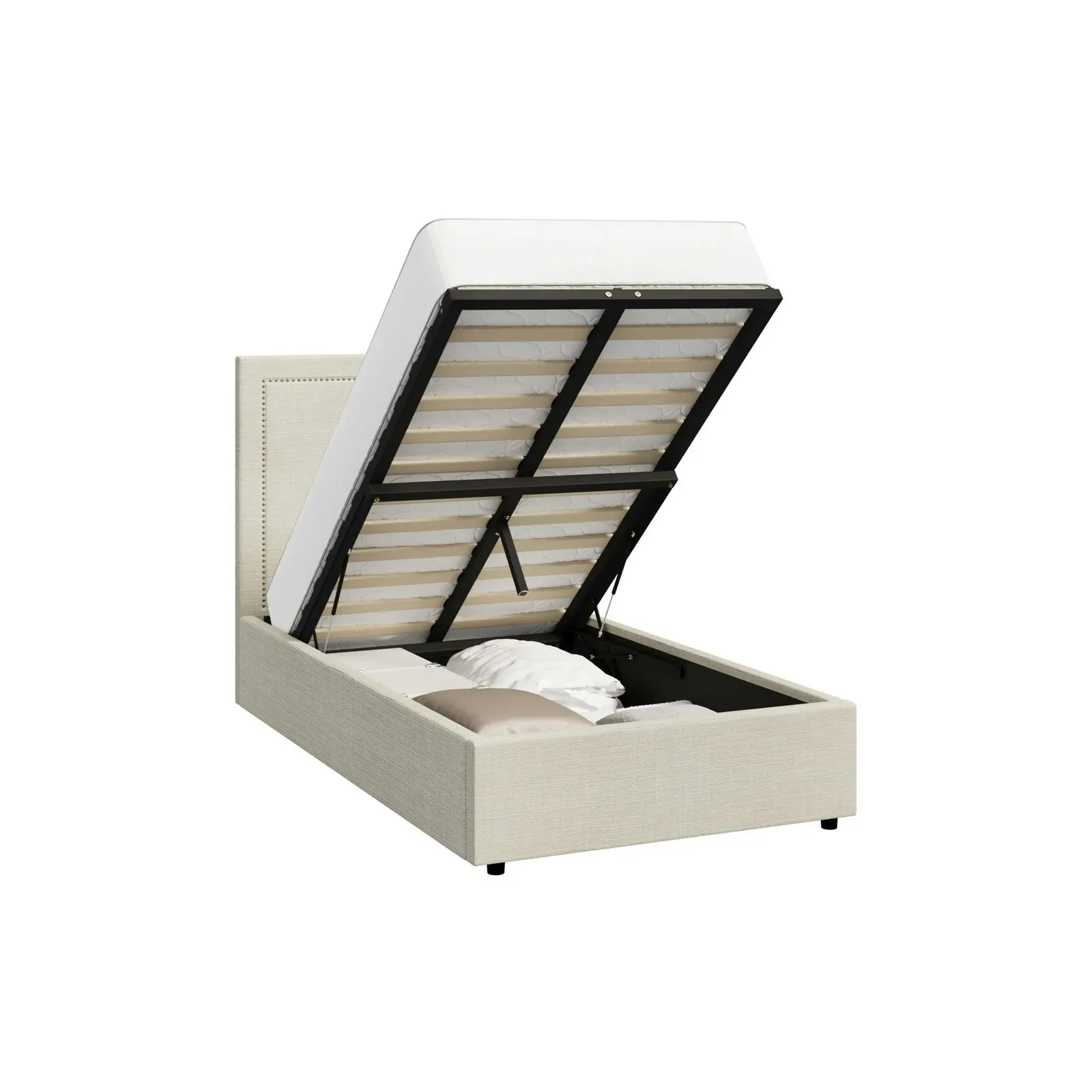 Oikiture Bed Frame King Single Gas Lift Base with Storage ADI