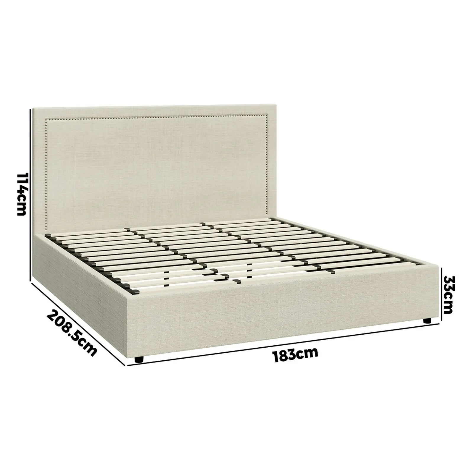 Oikiture Bed Frame King Size Gas Lift Base with Storage ADI