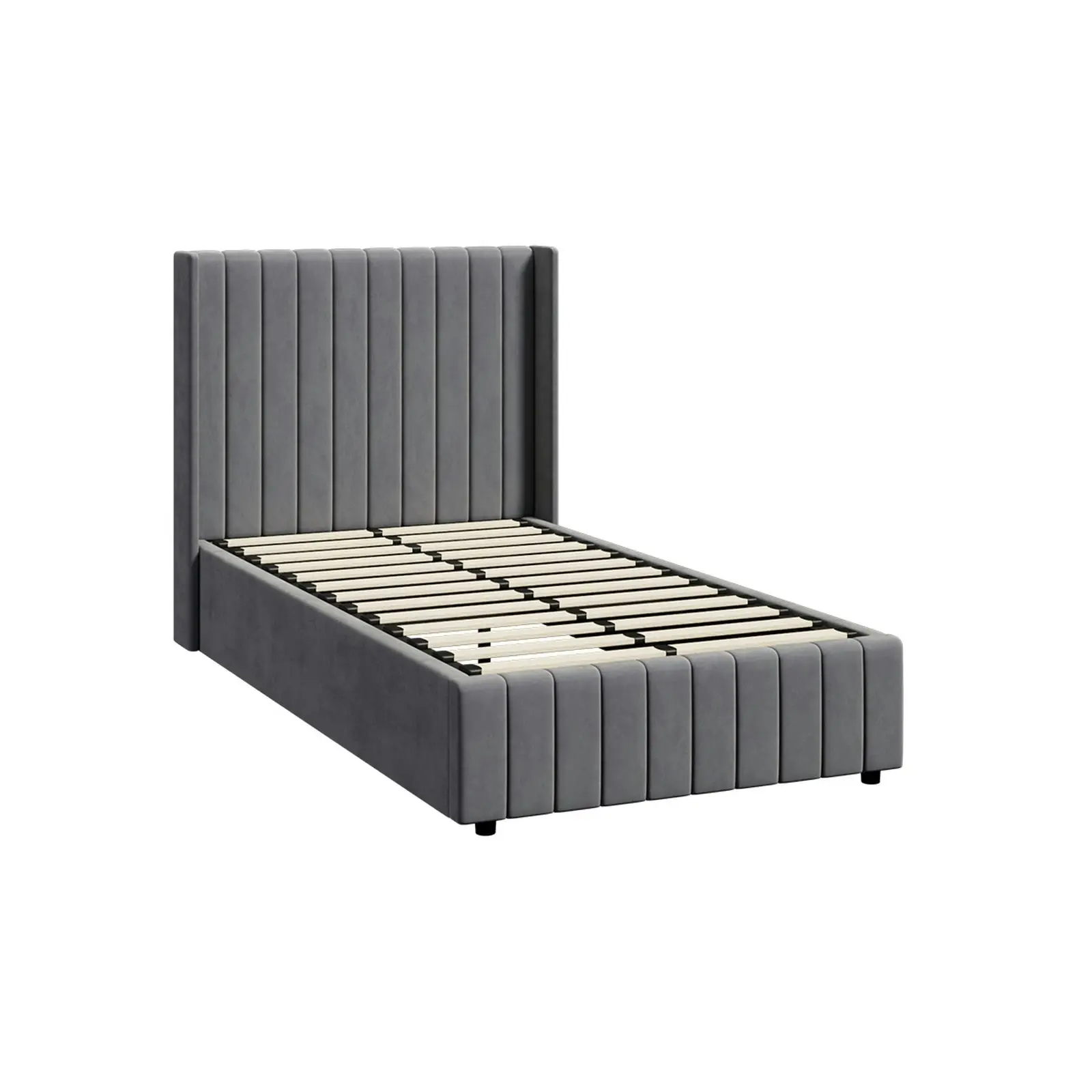 Oikiture Bed Frame King Single Gas Lift Base with Storage Velvet BILY