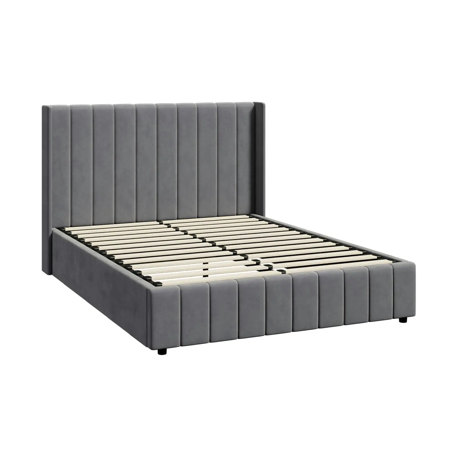 Oikiture Bed Frame Double Size Gas Lift Base with Storage Velvet BILY