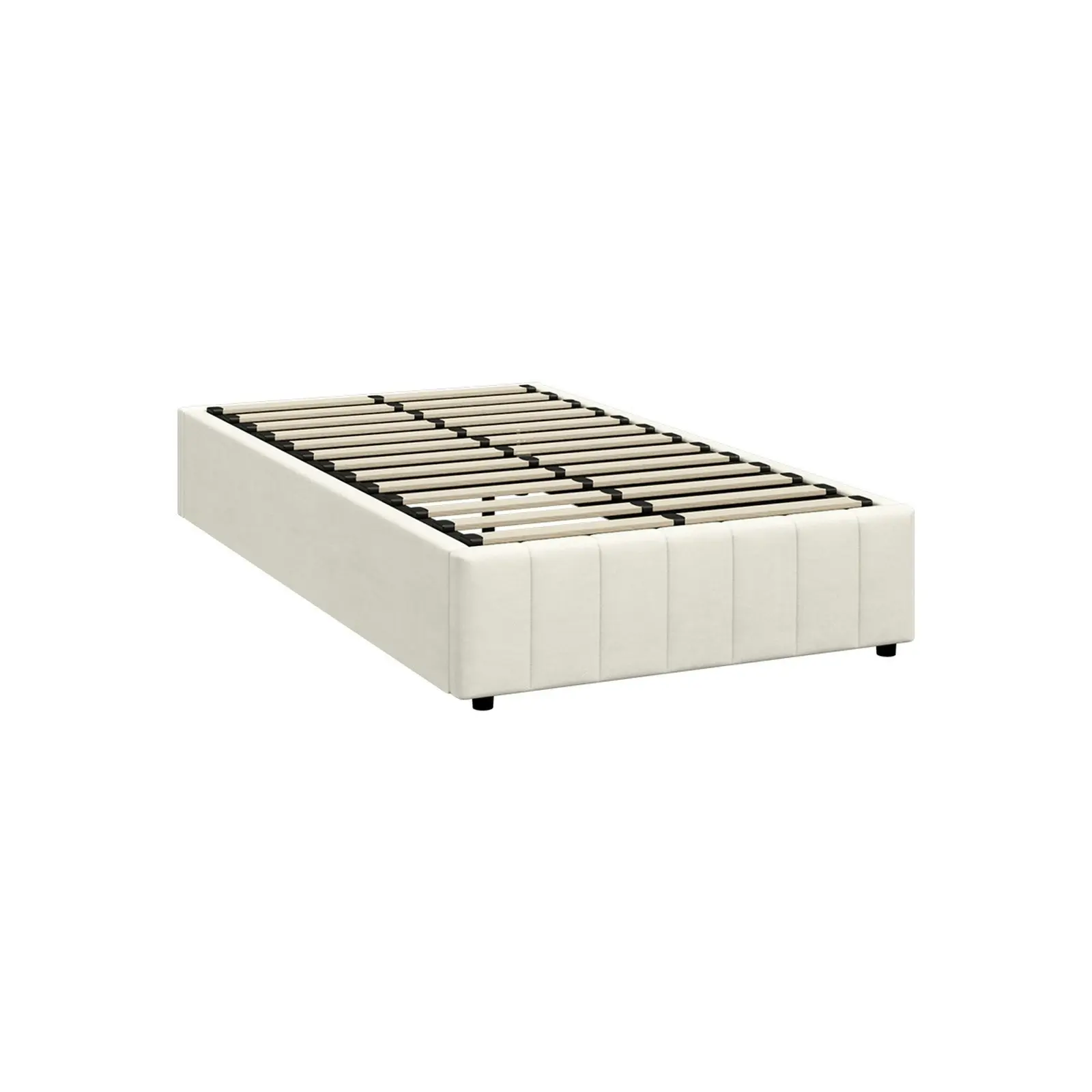 Oikiture Bed Frame King Single Gas Lift Storage Base Velvet FURB