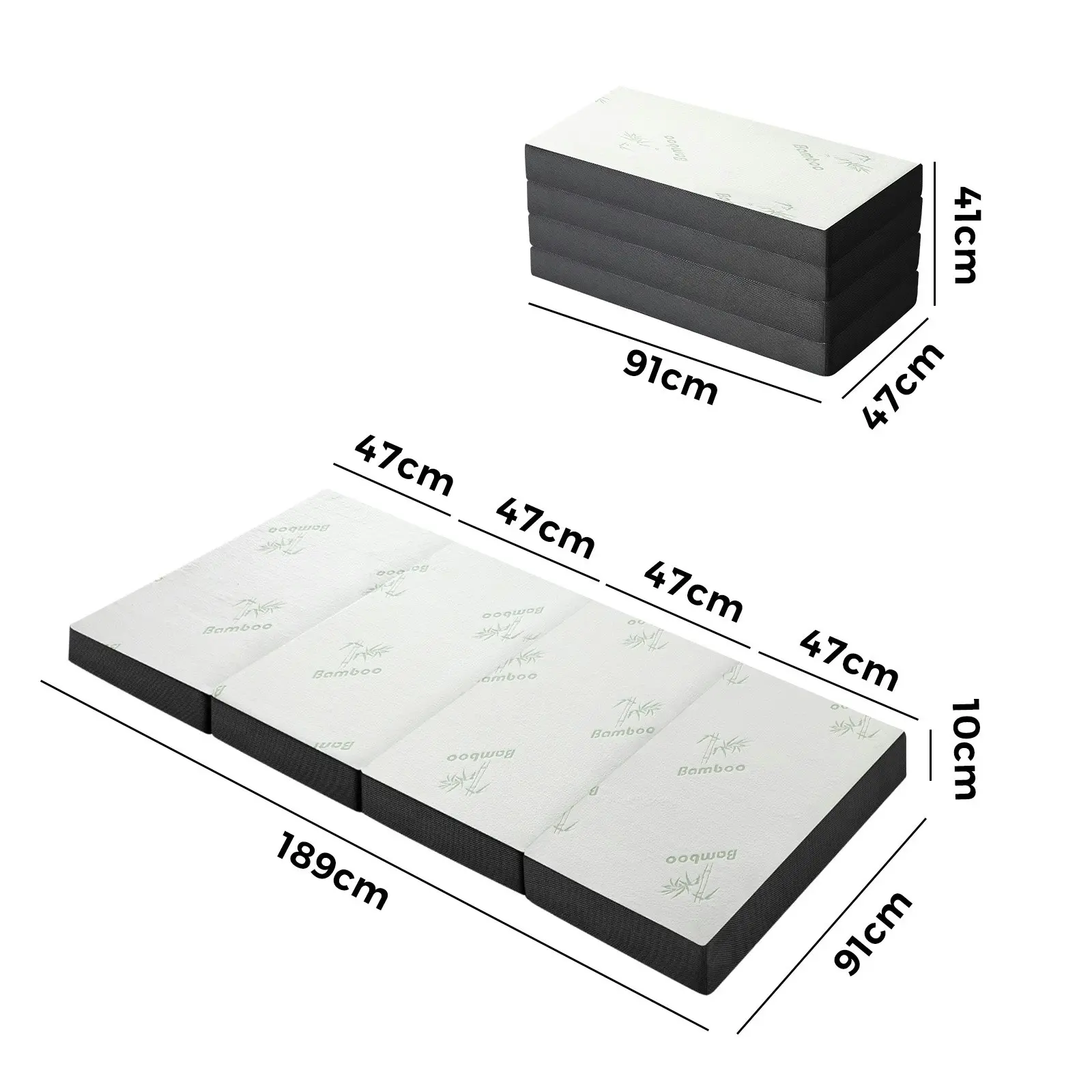 Bedra Foldable Mattress Bamboo 4-Fold Folding Mattresses