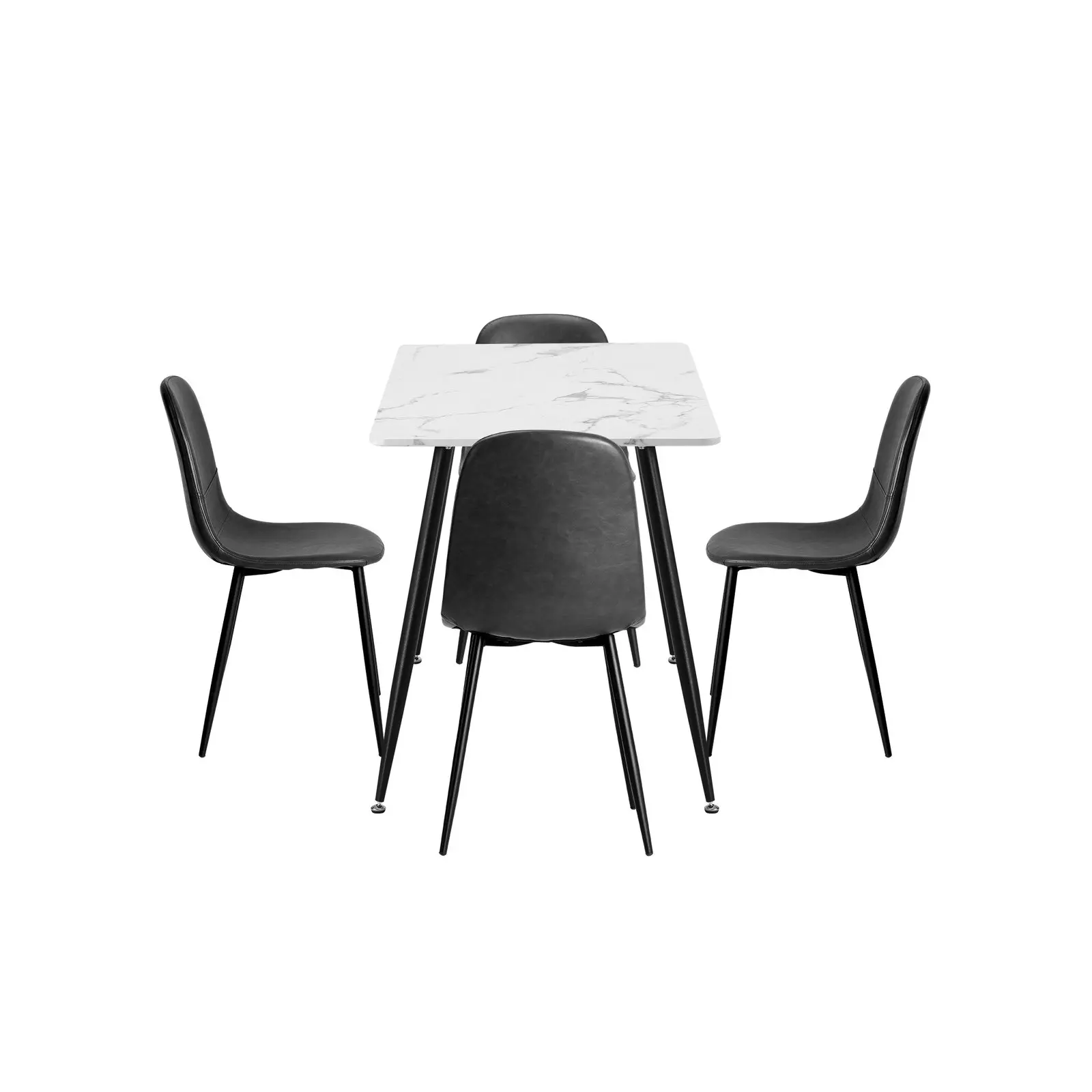 Oikiture 120cm Rectangle Dining Table with 4PCS Dining Chairs PU Grey