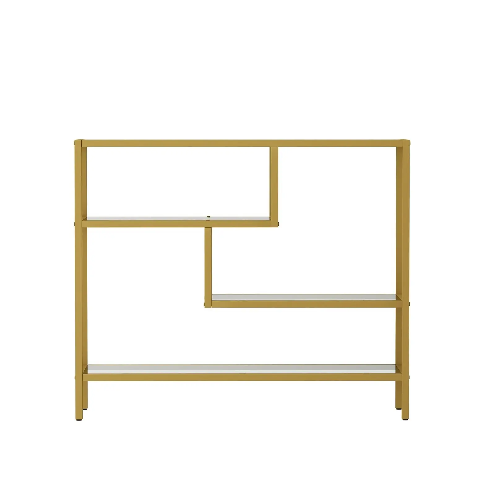 Oikiture 4 Shelves Console Table Tempered Glass Sofa Table Hall Side Entry Gold