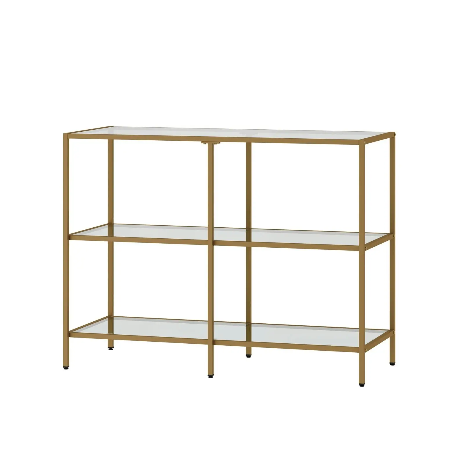 Oikiture 3 Shelves Console Table Tempered Glass Sofa Table Hall Side Entry Gold