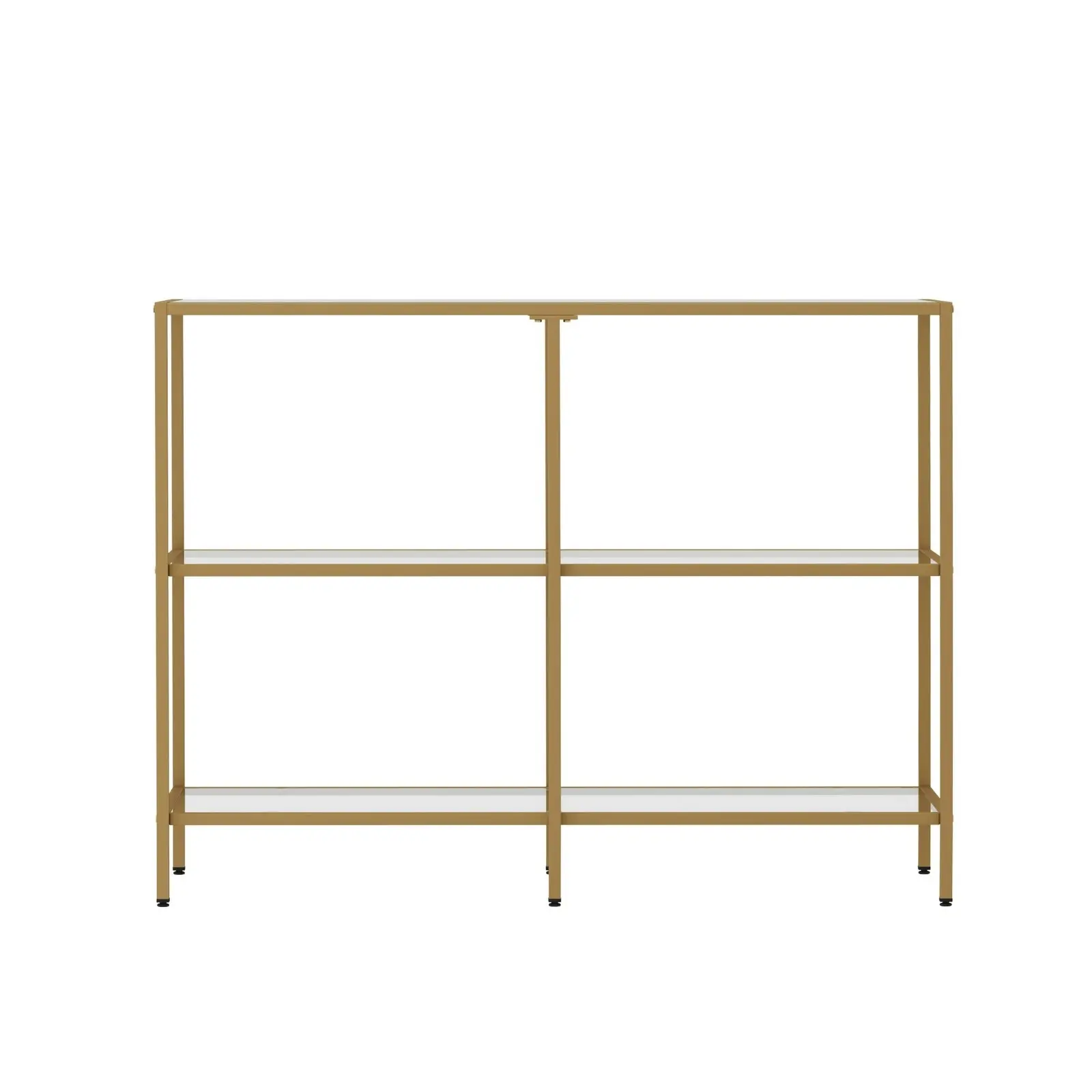 Oikiture 3 Shelves Console Table Tempered Glass Sofa Table Hall Side Entry Gold