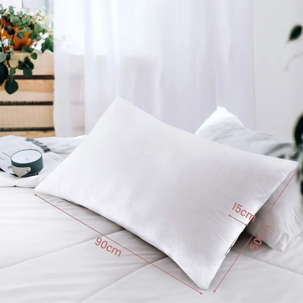 Mona Bedding 2X Memory Foam Pillows Bamboo Fabric Cover Cushion Pillow 90x50CM