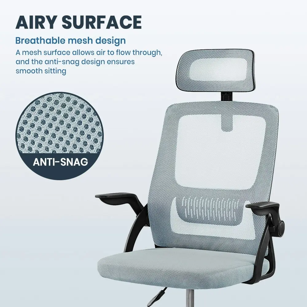 Furb Office Chair Computer Gaming Mesh Chairs Study Chairs Headrest Cloud Grey