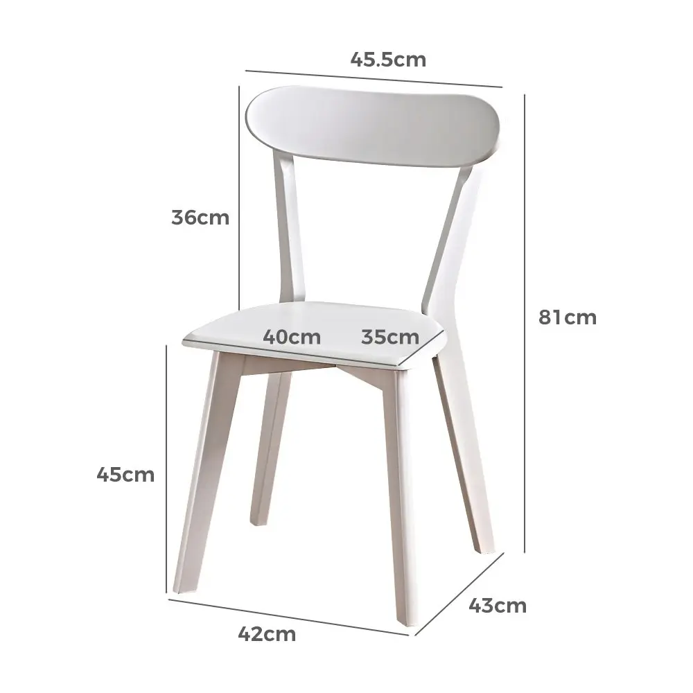 Furb 2x Dining Chairs Minimalist Wooden Chair Accent Chair Kitchen White