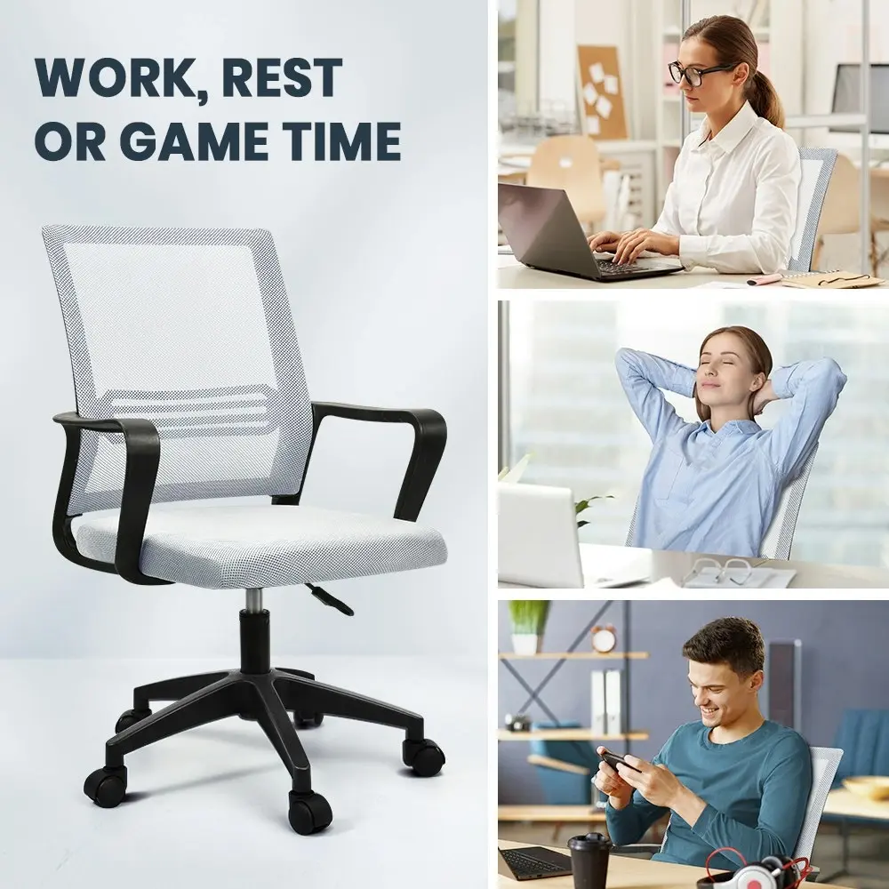 Furb Office Chair Mesh Chairs Computer Gaming Study Black Ash Grey