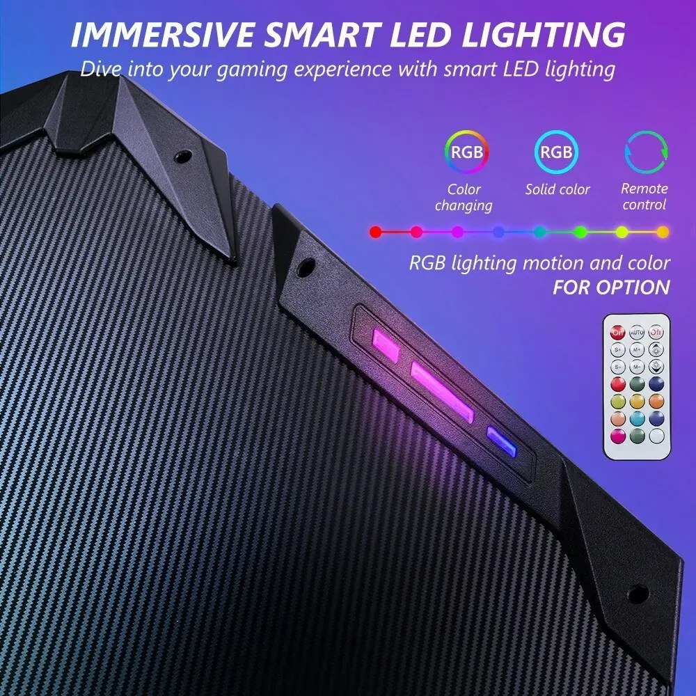 Furb 140cm Z Shaped LED Gaming Desk Carbon Fiber Computer Table With Holder