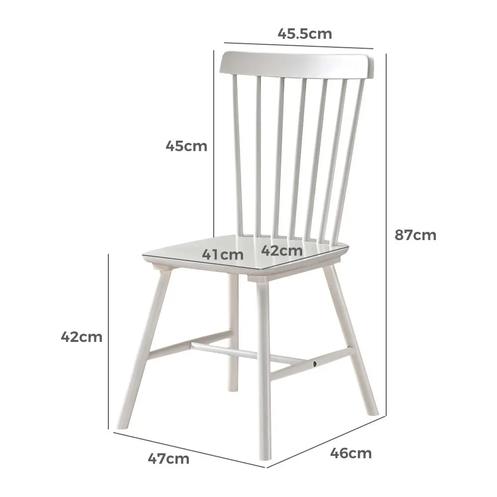 Furb 2x Dining Chairs Minimalist Vertical Back Chair Wooden Chair Home White