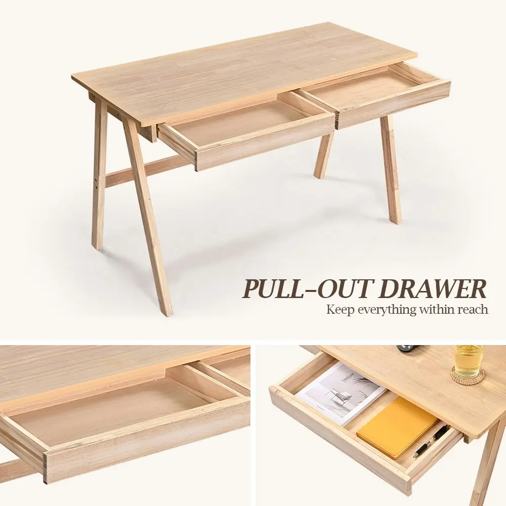 Furb 120CM Writing Computer Desk Wooden Study Home Office Desk with 2 Drawers