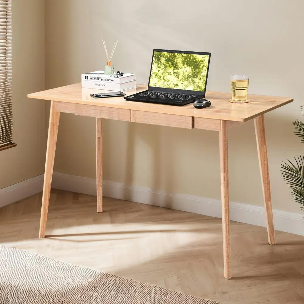 Furb 100CM Writing Computer Desk Wooden Study Laptop Office Desk with 2 Drawer