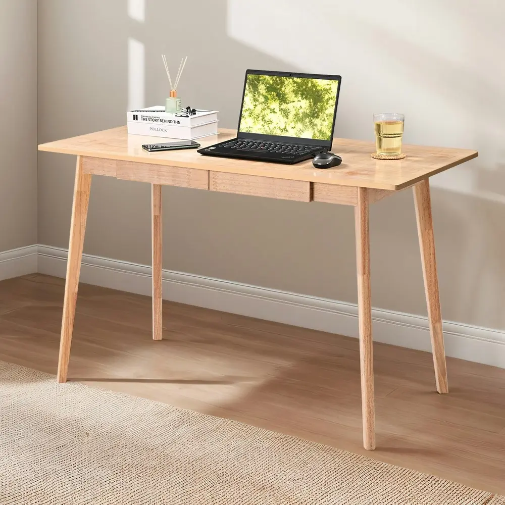 Furb 100CM Writing Computer Desk Wooden Study Laptop Office Desk with 2 Drawer