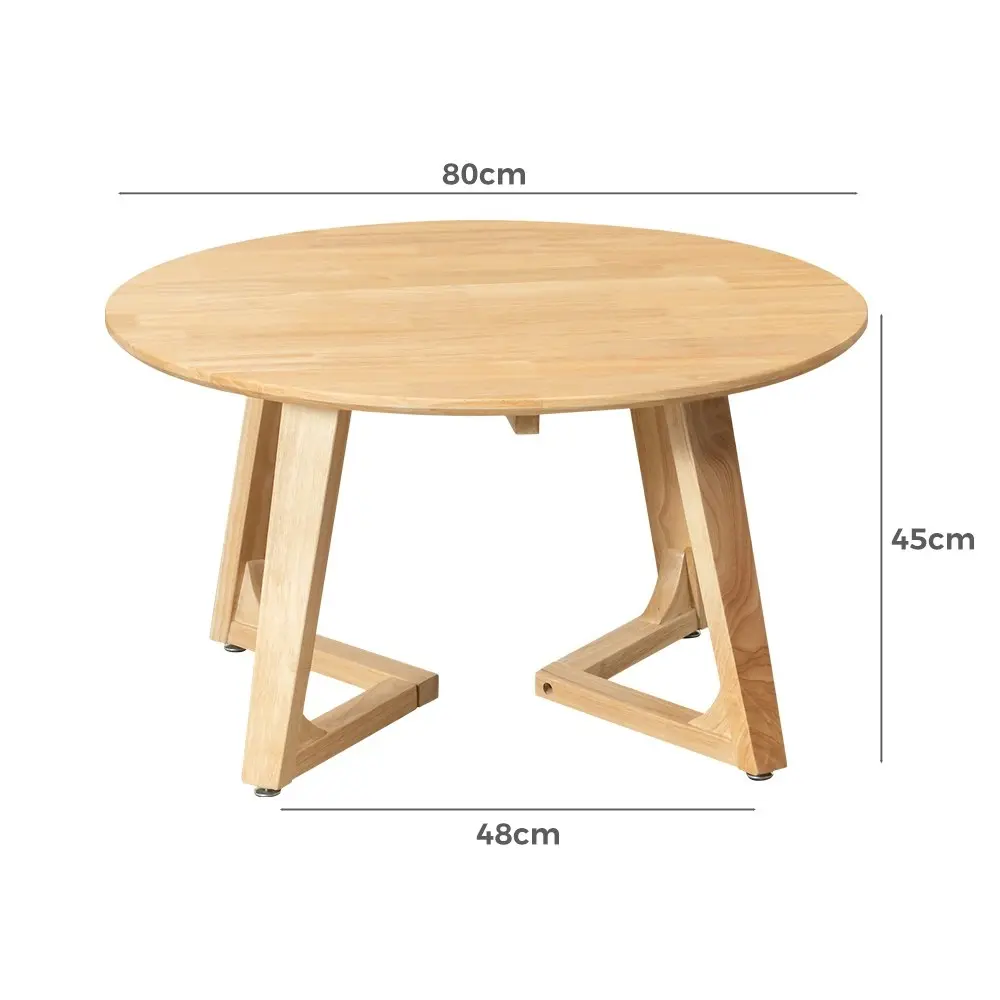 Furb Set of 2 Round Coffee Table Wooden End Table Side Table for Living Room