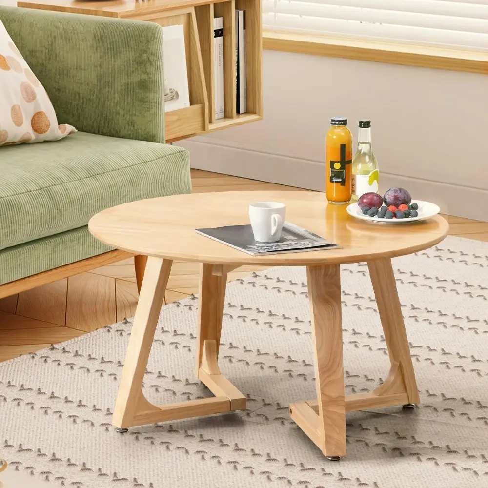 Furb Coffee Table Wooden Round End Table Side Table for Home Living Room 80CM