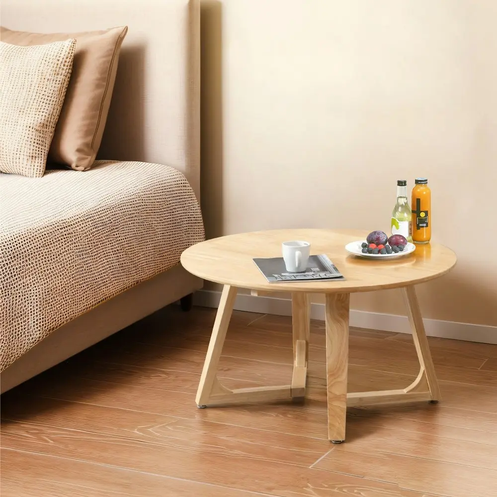 Furb Coffee Table Wooden Round End Table Side Table for Home Living Room 80CM