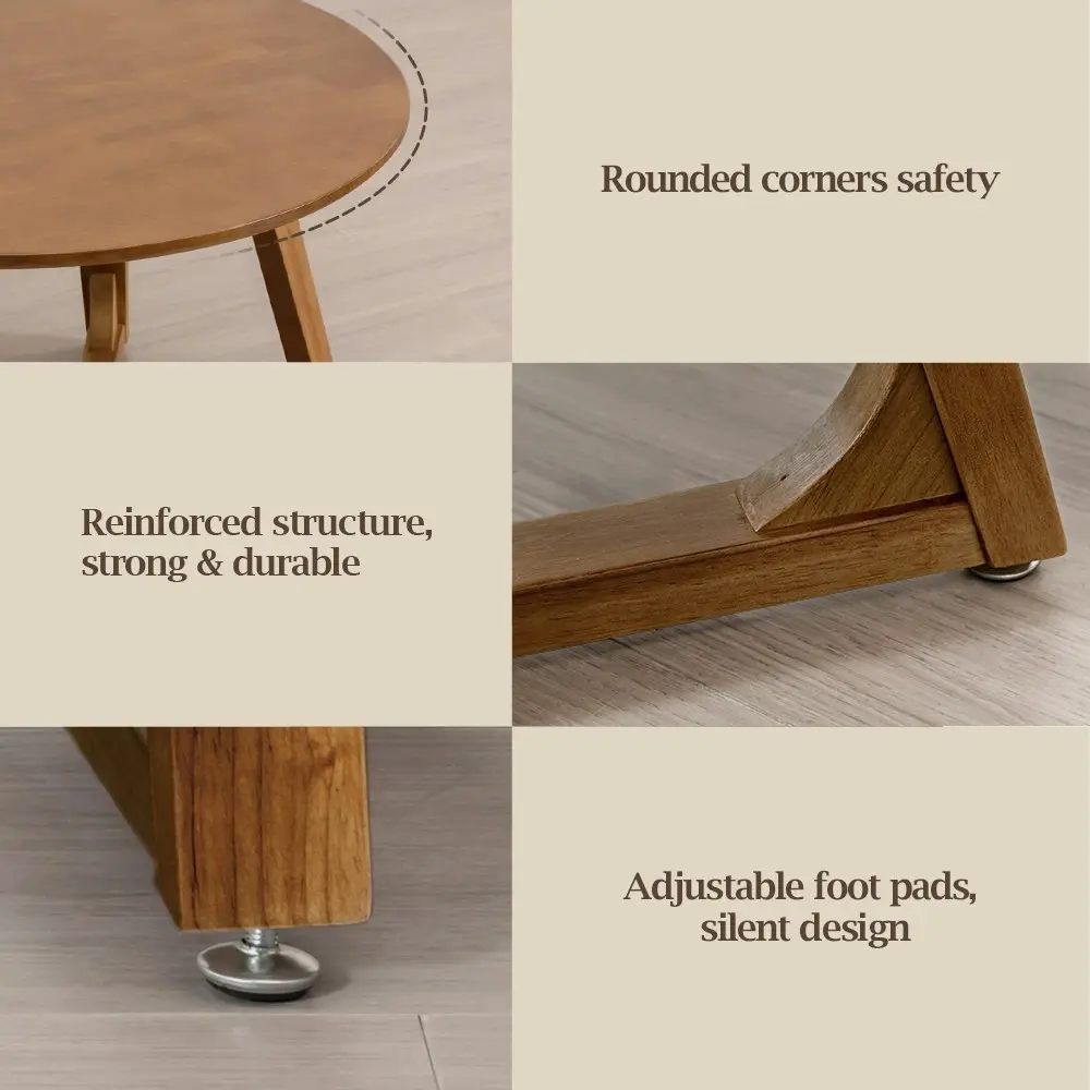 Furb 80CM Coffee Table Wooden Round End Table Side Table w/ Adjustable Foot Pads