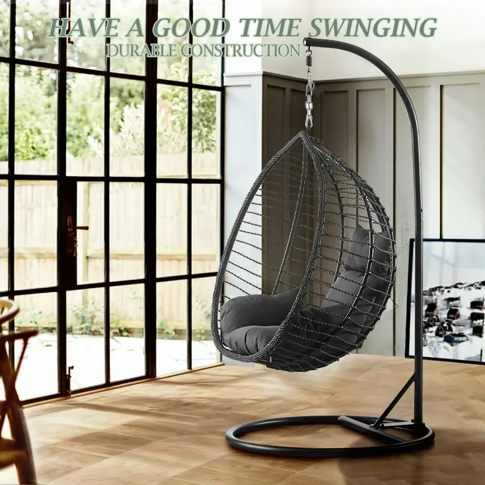 Groverdi Outdoor Hanging Egg Chair with Stand Cushion Patio Egg Swing Chairs