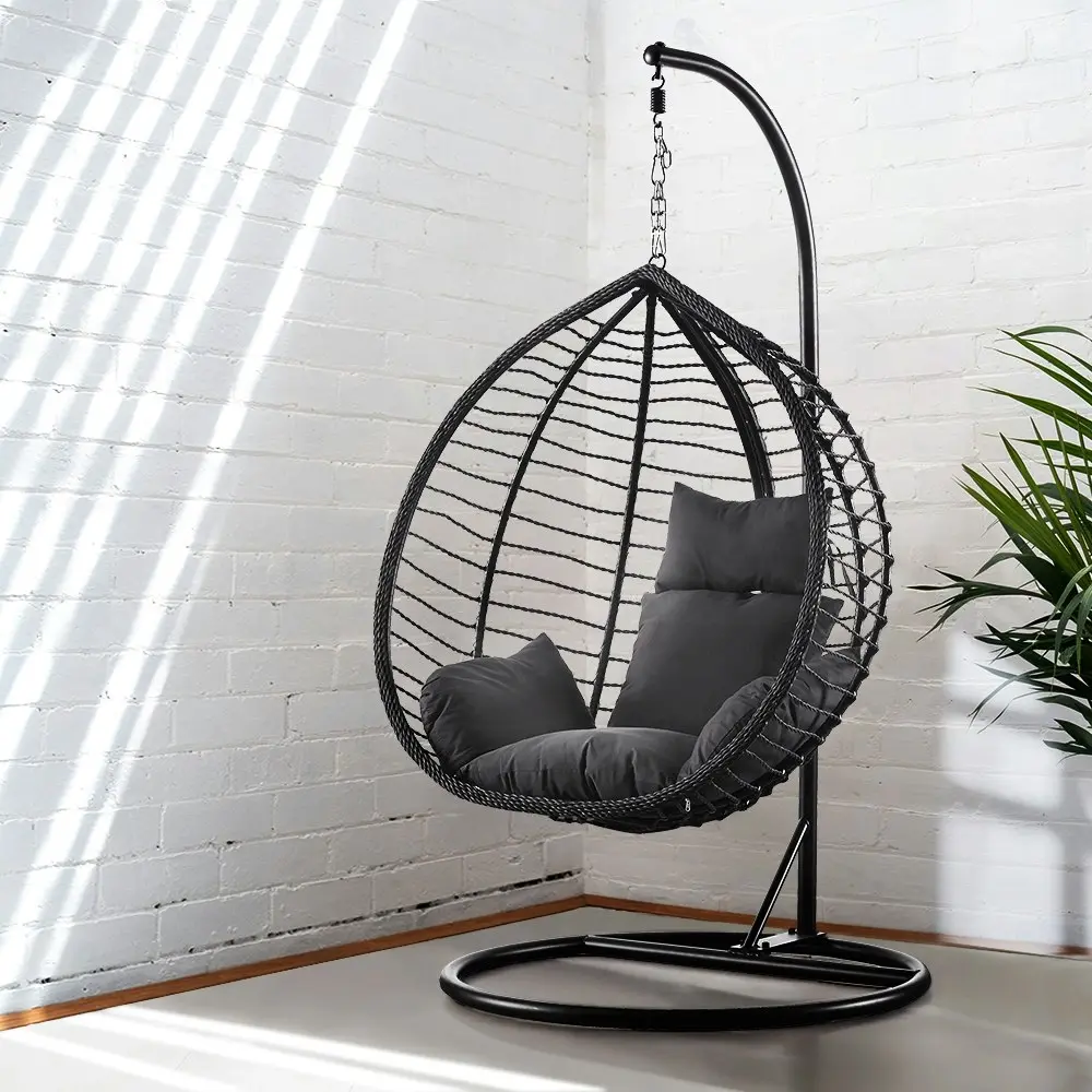 Groverdi Outdoor Hanging Egg Chair with Stand Cushion Patio Egg Swing Chairs