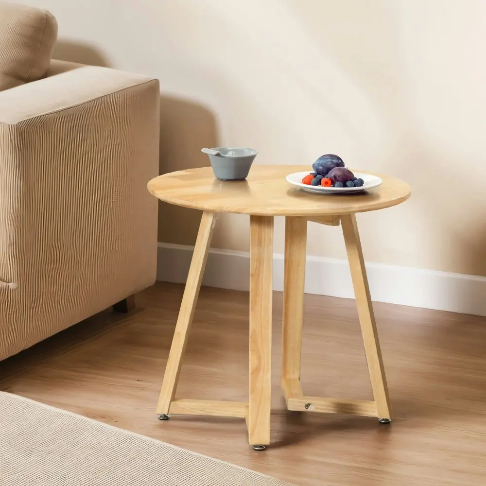 Furb Coffee Table Wooden Round End Table Side Table for Home Living Room 50CM